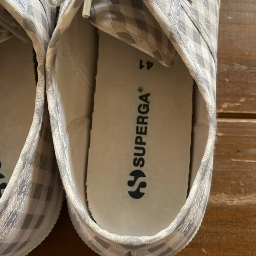 Superga Gray Gingham Cotu Classic Sneaker Size 41